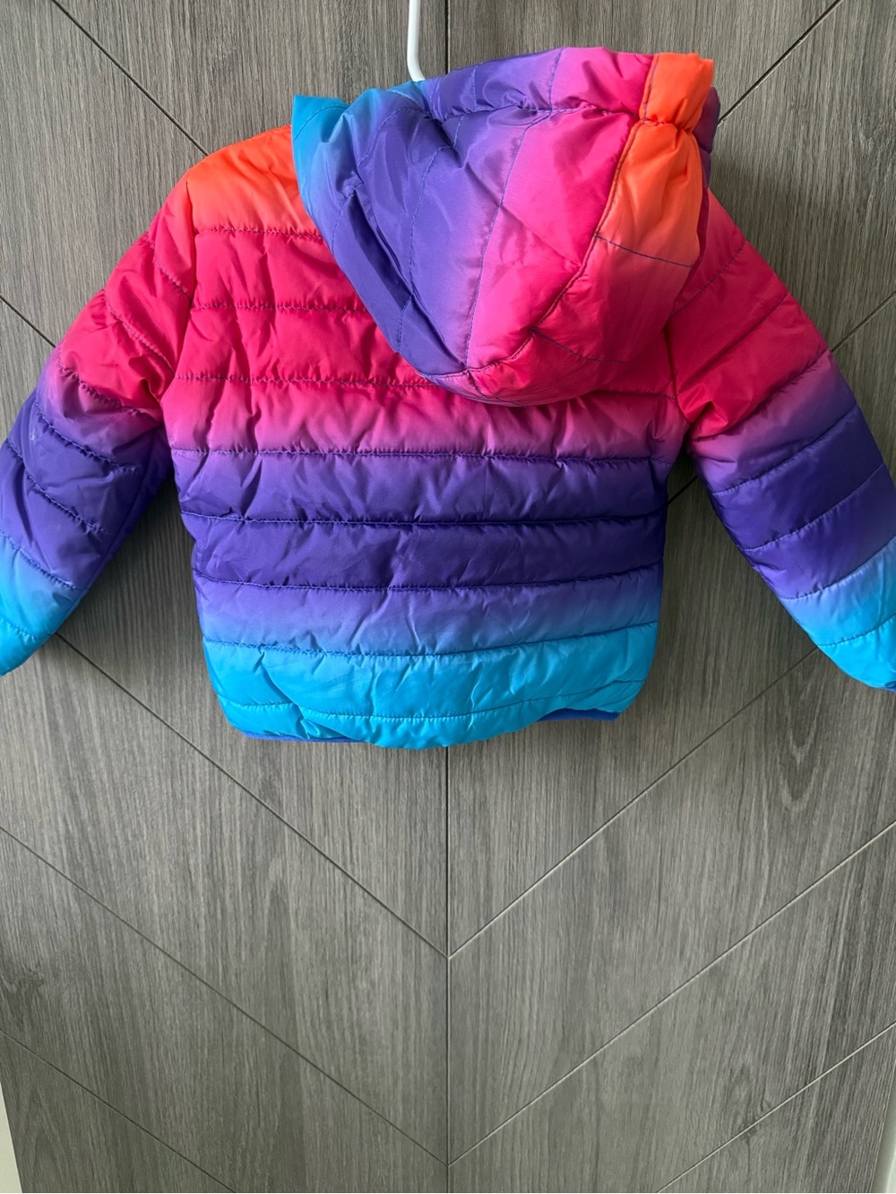 Nike Kids Rainbow Gradient Puffer Jacket - Pink Purple Blue Teal - Picture 3 of 5